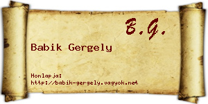 Babik Gergely névjegykártya